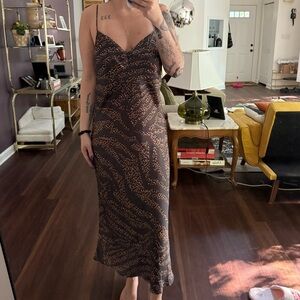 Z Supply Brown and Black Patterned Midi Dress